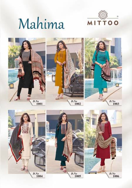 Mahima By Mittoo Readymade Designer Salwar Suits Catalog
